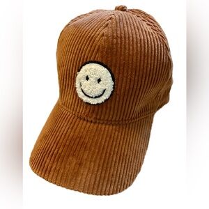 David and Young Brown Corduroy Cap with Smiley Patch